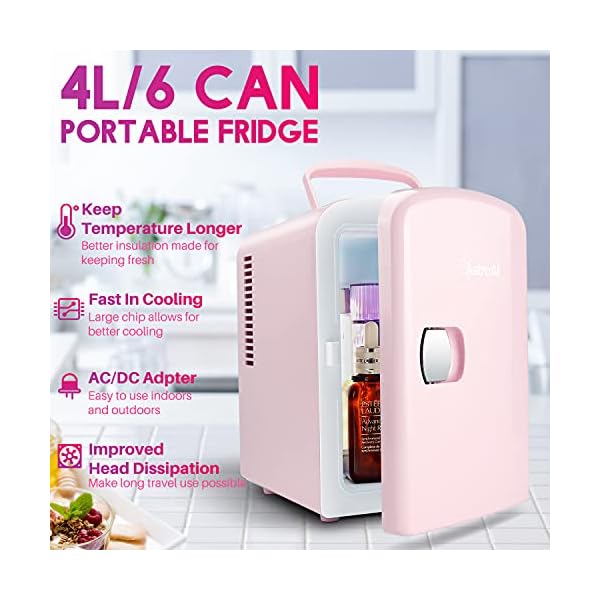 Astro Mini heladera Rosa 4 Lts 6 Latas Maquillaje Medicinas - Imagen 3