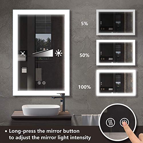 sunzoom Bathroom Smart Backlit Lighted Mirror with Defogger and Touch dimming Switch, Very Light