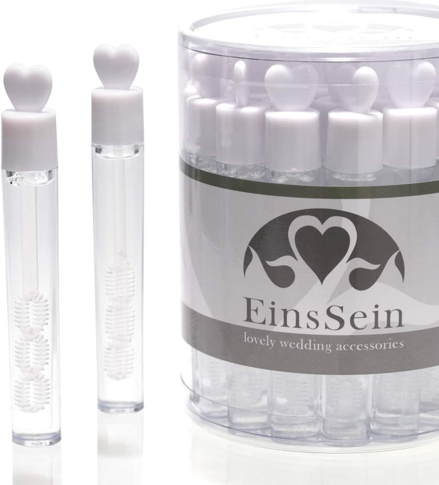 EinsSein 96x Wedding Bubbles White Love Tubes with 3D Heart Wand