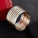 Castillna Set of 7 Tri-Color Silver / Gold / Rose Gold Stainless Steel Bangle Bracelet