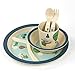 Kids Dinner Ware Set Bamboo fiber Bowl, Plate,Cup,Fork & Spoon, BPA Free,FDA&LFGB Food Safety Approval,Transport inset