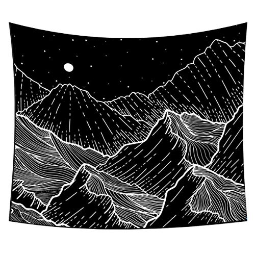 Heycell Mountain Tapestry Natural Luxury Wall Hanging Sun Forest Tree Tapestry Sunrise Sunset Curtain Tablecloth Landscape Wall Decor for Bedroom Living Room (59.1Êº Ã— 51.2Êº, White Black)