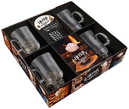 Coffret Irish coffee et autres cocktails d'hiver : Contient : 1 livre, 4 verres, 4 pailles; 4 sous-b by 
