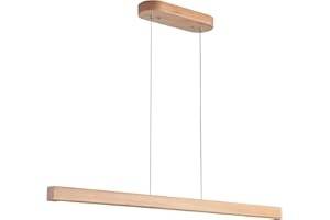 YISDESIGN 47" 36W 1-Light Wooden Led Linear Pendant Light Dimmable Led Chandelier Ceiling Hanging Light Fixtures Modern Chandeliers for Dining Room Kitchen Island Pool Table Lights Natural