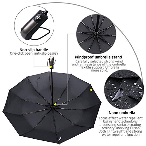 SPLAKS Paraguas de Viaje automático,con Apertura y contratación automática, Doble toldo ventilado a Prueba de Viento, e Gran Tamaño Fácilmente Alberga a Dos Personas,Diseño Compacto, portátil, Ligero