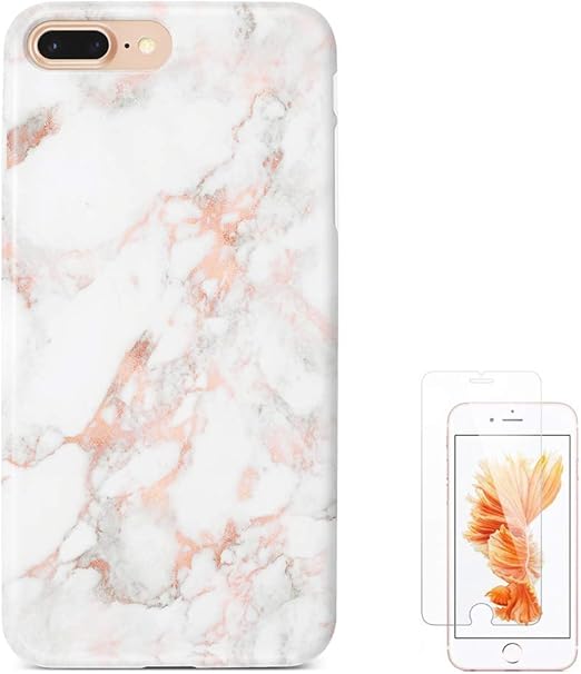 Amazon Com Ucolor Rose Gold Marble Case Compatible With Iphone 8 Plus 7 Plus 5 5 6s Plus 6 Plus Soft Tpu Dual Layer Protective Cover Compatible For Iphone 7 Plus 8 Plus 6s Plus 6 Plus