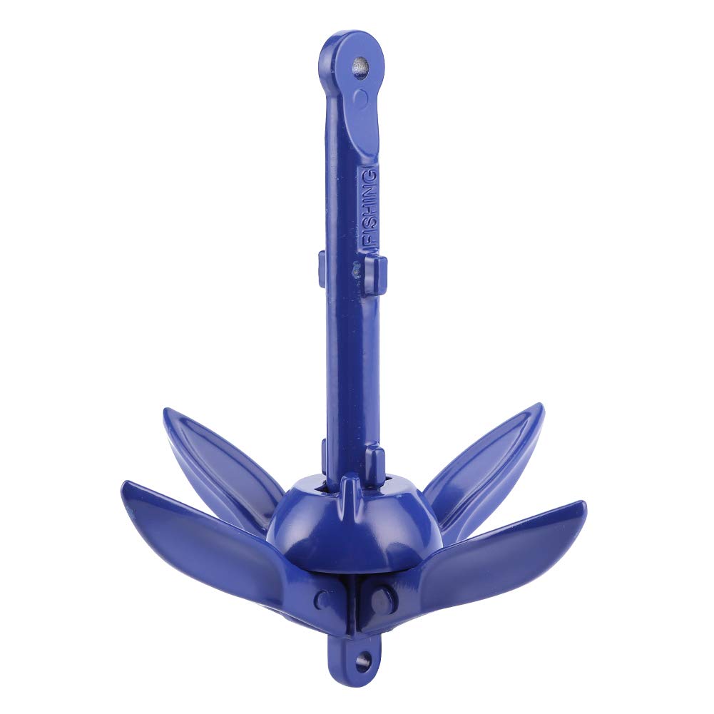 EVGATSAUTO Boat, Aluminum Alloy Foldable Grapnels Docking Hardware for Marine Yacht Kayak Canoes Blue Bits Ship Grappling Hook grappling boat pool hook