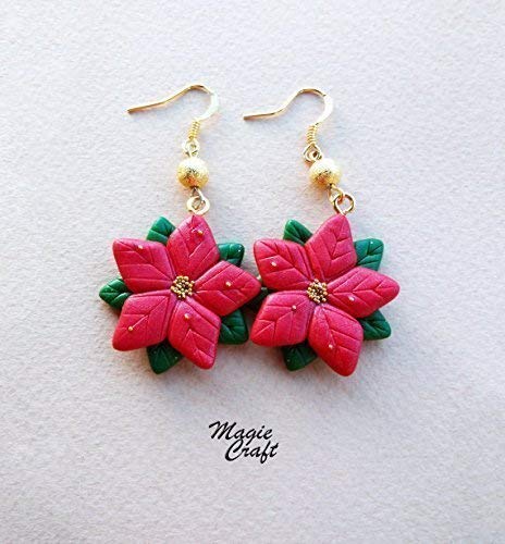 Stella Di Natale In Fimo.Orecchini Stella Di Natale In Pasta Polimerica Fimo Amazon It Handmade