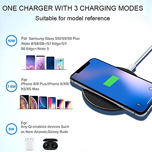 Hucares Wireless Charger 10W Max Fast Charging Pad Compatible with iPhone 13/12/SE 2020/11/XS Max/XR/X/8 10W Compatible Samsung Galaxy S21/S20/S10/S9/S8/Note 20/10 LG AirPods Pro(No AC Adapter)