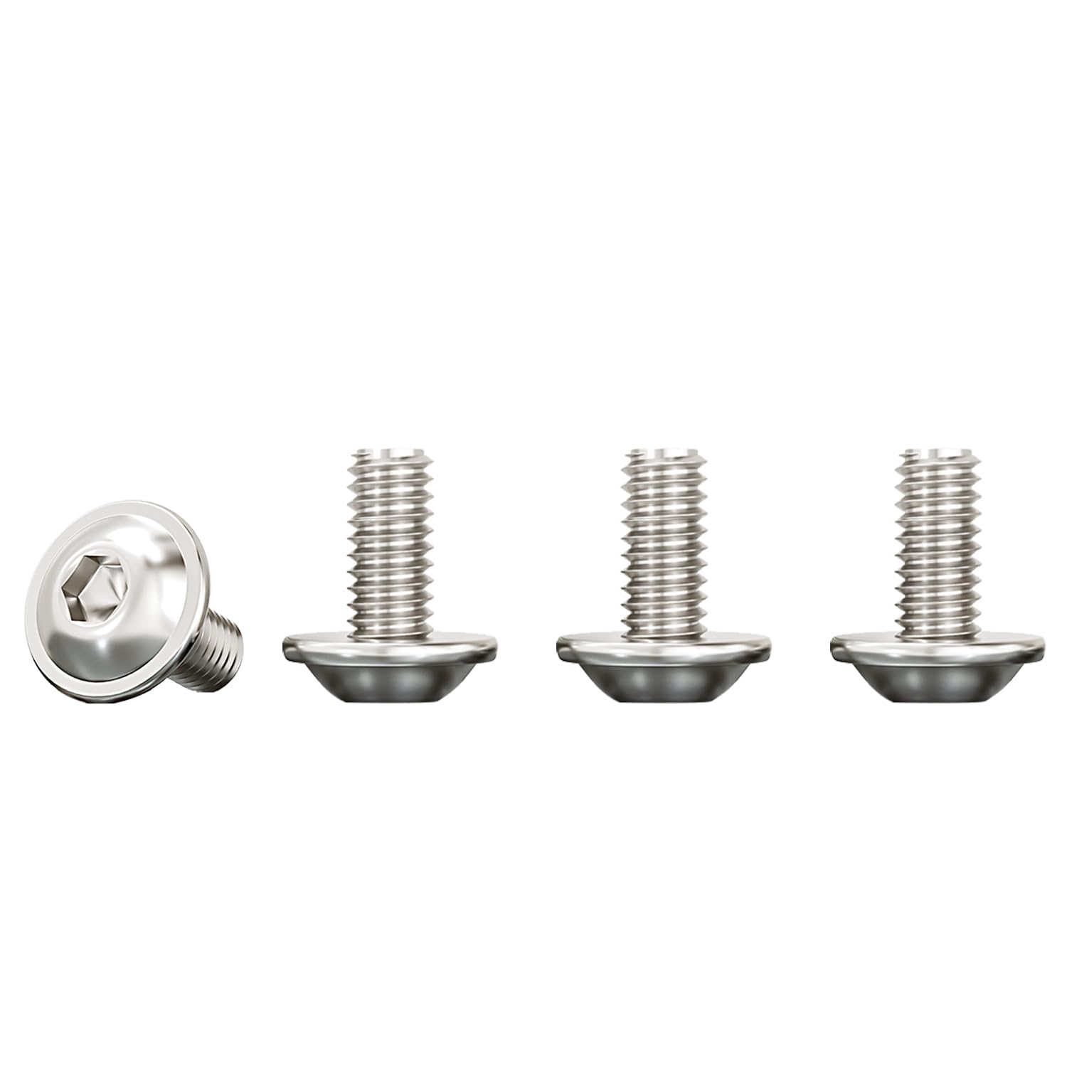 Drenky M5 Bolts, M5 X 12mm With Flange And Hexagon 304 Stainless Steel Pan Head Screws, Flanged Button Head Fully Thread Machine Screws, Rustproof (Pack of 20) — image 1