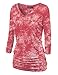 Lock and Love WT1112 Womens V Neck 3/4 Sleeve Tie Dye Drape Dolman Top with Side Shirring XXL CORAL