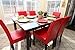 LIFE Home 7 pc Red Leather 6 Person Table and Chairs red Dining Dinette - Red Parson Chair