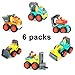 Sliding Toy Cars, Pocket Construction Vehicles Trucks Toy Set of 6 for Over 18 Months Old Boys Toddlers Kids - Bulldozer, Cement Mixer, Dumper, Forklift, Excavator and Road Roller