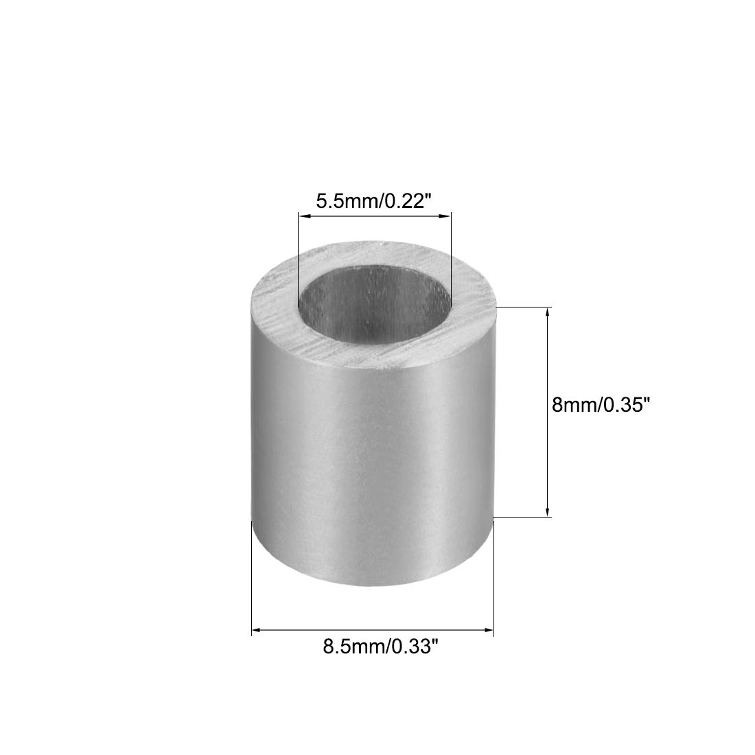 sourcing map Aluminum Crimping Loop Sleeve Round for 5/32" - 3/16" Wire Rope Pack of 10 - Image 4