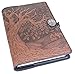 Genuine Leather Refillable Journal Cover + Hardbound Blank Insert | 6x9 Inches | Tree of Life, Saddle With Pewter Button | Made in the USA by Oberon Design