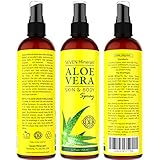 Aloe Vera SPRAY for Face, Skin & Hair - 99% ORGANIC, Made in USA - EXTRA Strong - SEE RESULTS OR MONEY-BACK - Easy to Apply - No THICKENERS so it Absorbs Rapidly with No Sticky Residue.