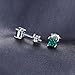 JewelryPalace Square 0.6ct Simulated Emerald Stud Earrings for Women, Green Solitaire Simulated Gemstone 925 Sterling Silver 14k White Gold Plated Earrings for Women, Anniversary Earrings for Her