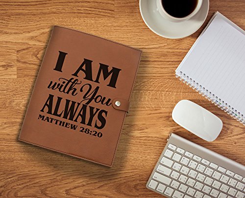 Kate Posh- I am with You Always Matthew 28:20 - Engraved Rawhide Leather Bible Cover, Book & Planner Cover, Christian & Catholic Gifts, Religious Gifts, My First Holy Bible (6" Width x 8-5/8" Height) - Thumbnail 3
