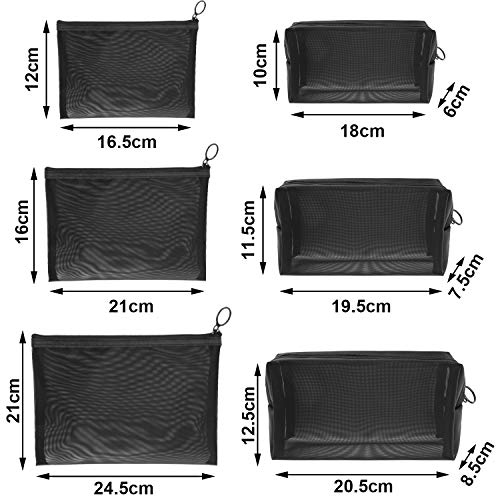 6 Pieces Mesh Cosmetic Bag Mesh Makeup Bags Mesh Zipper Pouch Portable Travel Makeup Pouches for Home Office Travel Accessories 7 6 Pieces Mesh Cosmetic Bag Mesh Makeup Bags Mesh Zipper Pouch Portable Travel Makeup Pouches for Home Office Travel Accessories
