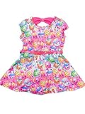 Shopkins Girls' Scuba Skater Dress w/Belt and Bow In the Back Pink
