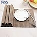 PABUSIOR Brown Placemats Set of 8, Placemats for Dining Table Heat Resistant, Place Mats for Kitchen Table Washable, Crossweave Woven Vinyl Wipeable Placemat, Table Mats Sets Beige（12 X 18 Inch）