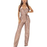 BFFBABY Womens Sexy Sequin Rhinestone Romper Long Sleeves Mesh See Through Jumpsuit Clubwear Bodysuit