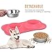 Pawaboo Pet Dog Cat Bowls, Premium Stainless Steel Pet Feeder with Food Grade Bone Shaped Rubber Base, 5.51 Inch Diameter Bowls for Pet Dog Cat Food or Water, Set of 2, Large Size, Pink