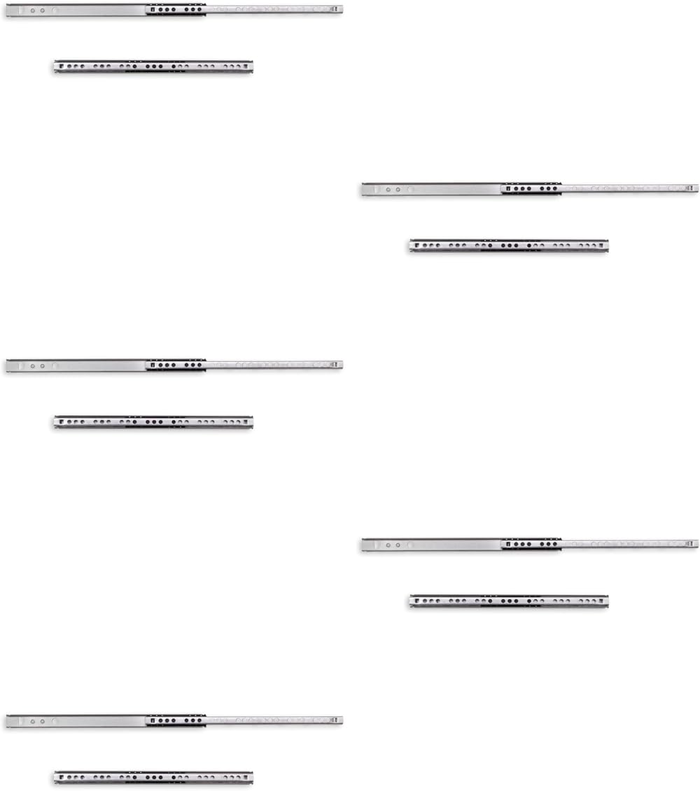 Emuca Set of 5 Pairs Partial Extension Ball Bearing Runners 17mm x 246mm