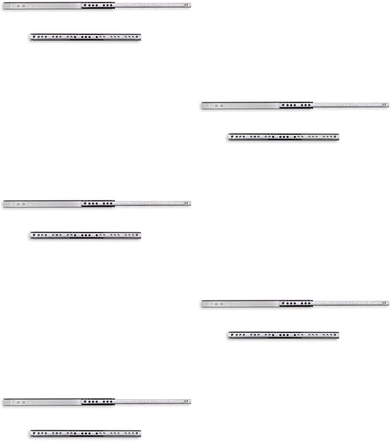 Emuca Set of 5 Pairs Partial Extension Ball Bearing Runners 17mm x 246mm