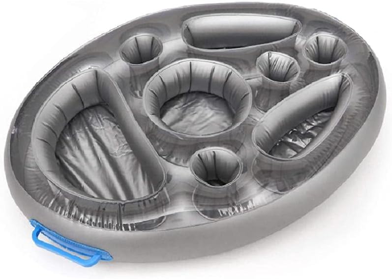 Unknows Fancy Inflatable Floating Drinking Holder Pool Food Tray Cooler Serving Bar for Summer Inflatable Floating Drink Holder with 8 Holes Large Capacity,for Pools & Hot Tub