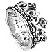 INBLUE Men's Stainless Steel Ring Band Silver Tone Black Royal King Crown Knight Fleur De Lis Cross