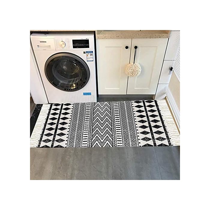 HEBE Cotton Area Rug Set 2 Piece 2'x3'+2'x4.2' Machine Washable Black