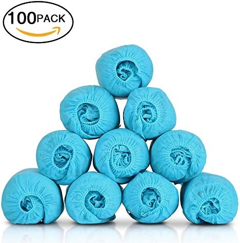 Disposable Shoes Covers, 100 Pack of Extra Thick Shoe &amp; Boot Covers, Durable &amp; Water Resistant, Anti-Slip, One Size Fits Most