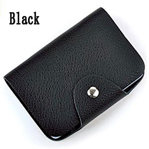 Soft Leather Credit Card Holder Protector Wallet Bag For Women Men - 24 Card Slots 2 Pack (Black&Orange)