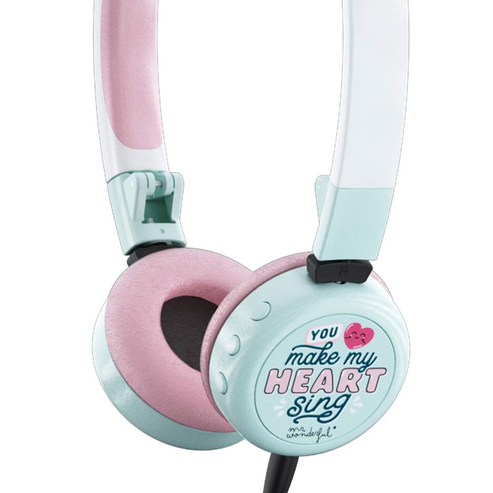 Tribe Folding On-Ear Headphones Heart with Built-In Microphone Original Mr Wonderful, Hpw33801