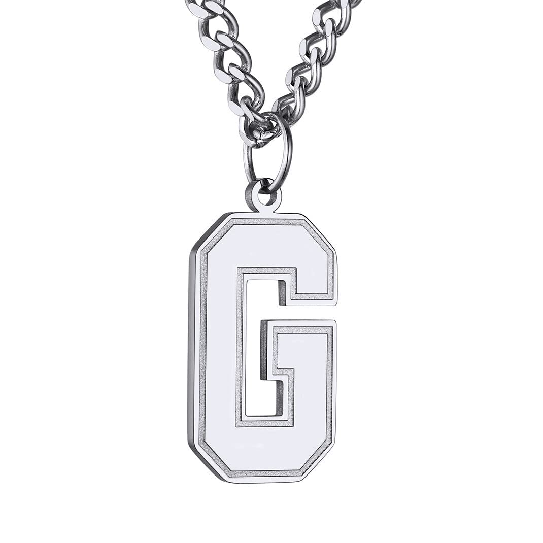 GoldChic Jewerly Stainless Steel Letter Necklace G, Large Initials Pendant Jewellery For Men