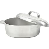 IMUSA 13 Inch Cajun Cast Aluminum Oval Roaster with Lid for Vegetables | Mirror-Polished Finish, Lid and Dual Side Handles, R