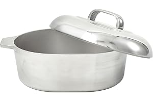 IMUSA 13in Cajun Cast Aluminum Oval Roaster with Lid, Durable Baking and Roasting Pan for Chicken, Meats, and Traditional Cooking