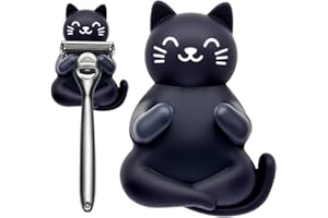 Pishovi Cat Holder Shaver Organizer, Black Cat Bathroom Decor Razor Holder Wall Mount, Valentine's Day Birthday Gifts for Women Boyfriend Girlfriend, Emotiona Gifts for Wife Husband Dad Mom Cat Lover