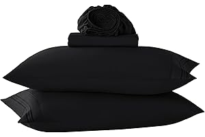 YIBEIZI Black Twin Size Sheets Set-3 Piece Microfiber Bedsheets-Deep Pocket Fitted Sheet & Pillowcase Sets-Soft Cooling Single Bed Sheet for Air Mattress
