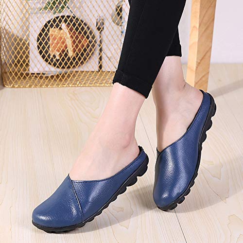 ▶HebeTop◄ Women's Rubber Sole Breathable Natural Walking Flat Loafer, Soft Bottom Shoes Light Blue - Thumbnail 3