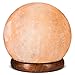 [Hand Crafted] HemingWeigh Himalayan Rock Salt Sphere Lamp with Wood Base Electric Wire 14-15 CM