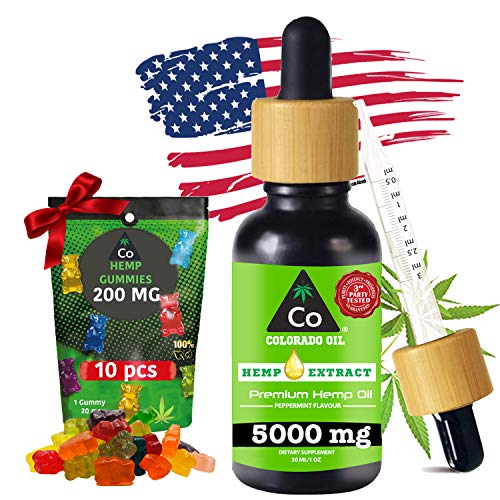 THE COLORADO CO | Hemp Oil 5000mg for Pain Relief, Anxiety Relief, Sleep Support, Mood and Menopause Support, PMS Relief - Pure Herbal Supplements - Natural Drops 30 ml 1 Oz