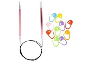 Knitter's Pride Zing Knitting Needles Circular 16 inch Size US 10.5 (6.5mm) Bundle with 10 Artsiga Crafts Stitch Markers 140074