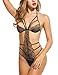 Avidlove Sexy Teddy Lingerie for Women One Piece Halter Lace Babydoll Bodysuit Gold L