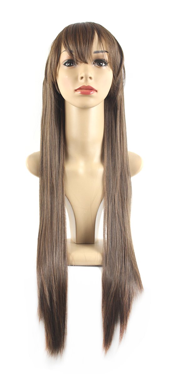 Xiaoyu Long Straight Hair Cosplay Costume Party Halloween Wigs - Linen Brown