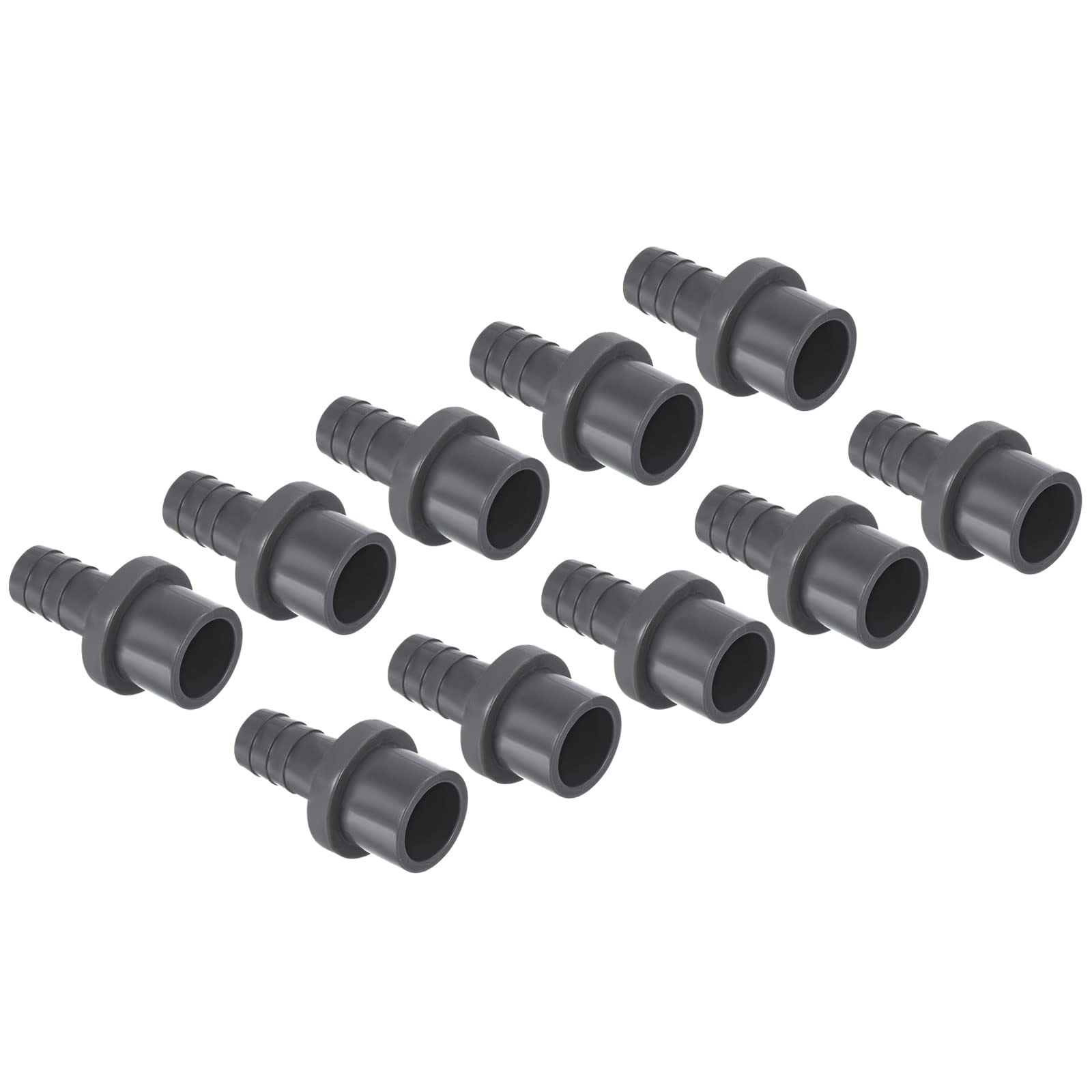 PATIKIL UPVC Reducer Pipe Fitting 20mm OD 13mm Barbed, 10 Pack Straight Coupling Adapter Connector, Grey