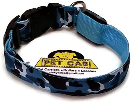 LED Dog Collars Camo Camouflage Pet Print Sizes Small Medium Large Pink Green Blue Orange Red Yellow 3 Modes Slow Fast Flashing Steady Lights Night Walking Safety Safely See Dark Traffic Battery Replace Flexible Washable