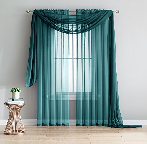 Amazing Sheer - 2-Piece Rod Pocket Sheer Panel Curtains Fabric Sheer - Voile Curtains for Window Treatment - Natural Light Flow (56