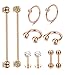 Jstyle 10Pcs Stainless Steel Industrial Barbell Cartilage Stud Earrings Hoop for Women Men Nose Lip Piercing Rings Tragus Helix Ear Body Piercing Jewelry